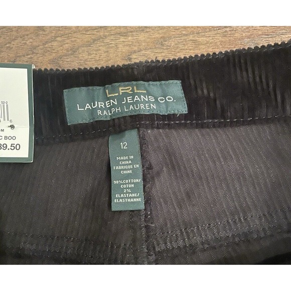 Ralph Lauren Women's Corduroy Pants Size 12 Black Bootcut Trousers Stretch - Picture 4 of 8
